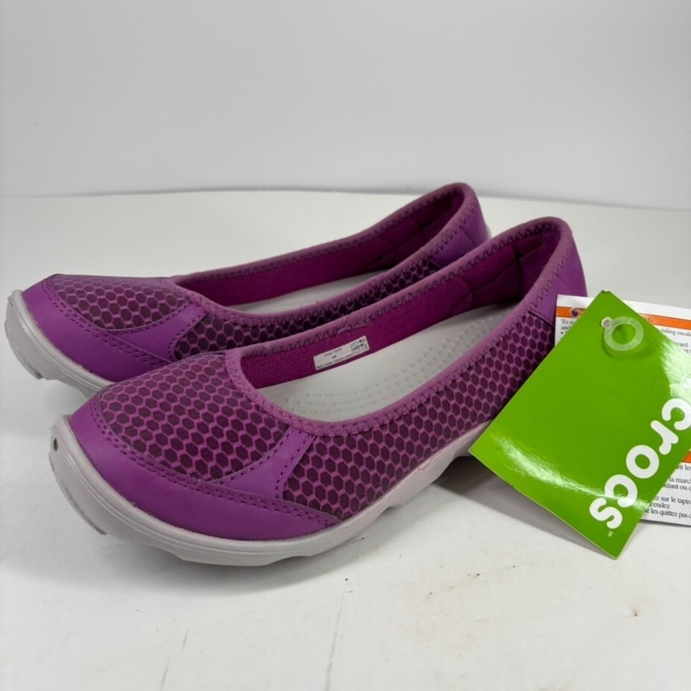 Crocs 15375 Duet Busy Day Ballet Flats Women's US 6 Purple Slip-on Walking Shoes
